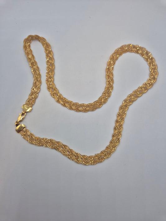 22K Gold Twisted Flat Necklace